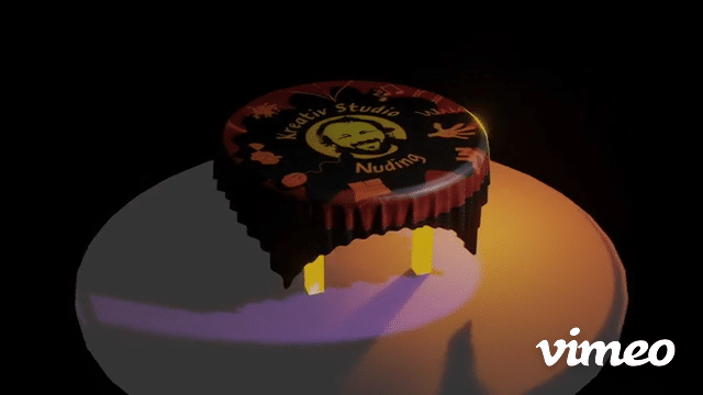 Logo-Decke als Stoff-Simulation runder Tisch